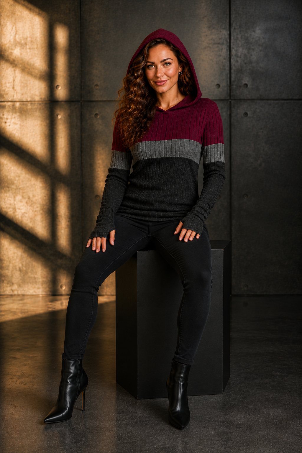 Women's Casual Color-block Hoodie