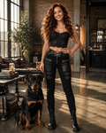 Black Panel Zipper Trousers