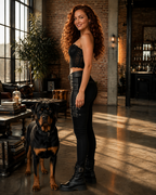 Black Panel Zipper Trousers