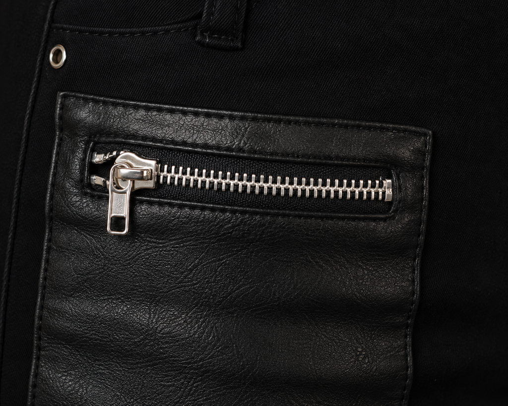 Black Panel Zipper Trousers