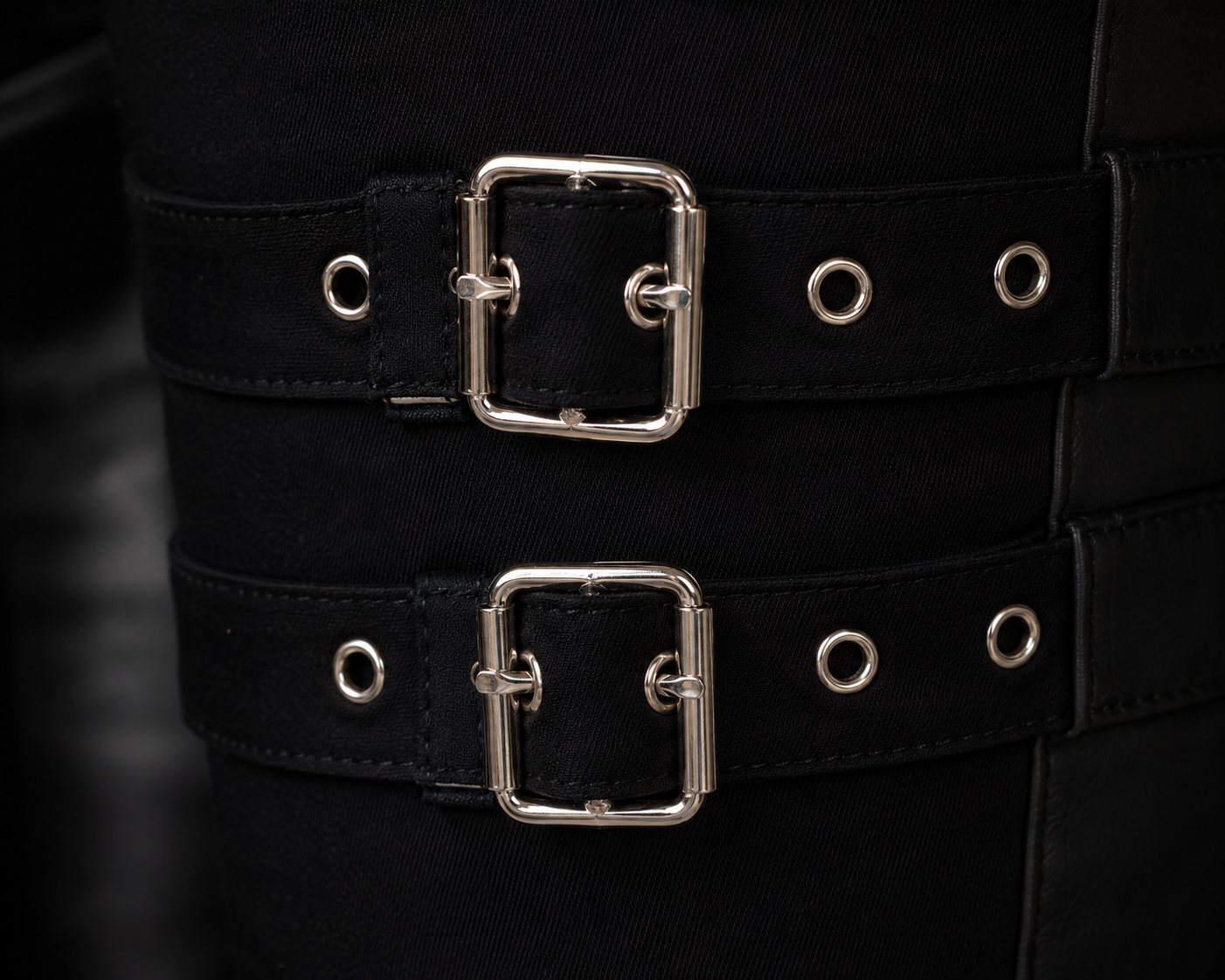 Black Panel Zipper Trousers