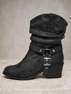 Breezy Black Mid-Heel Boots