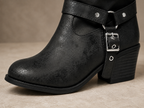 Breezy Black Mid-Heel Boots