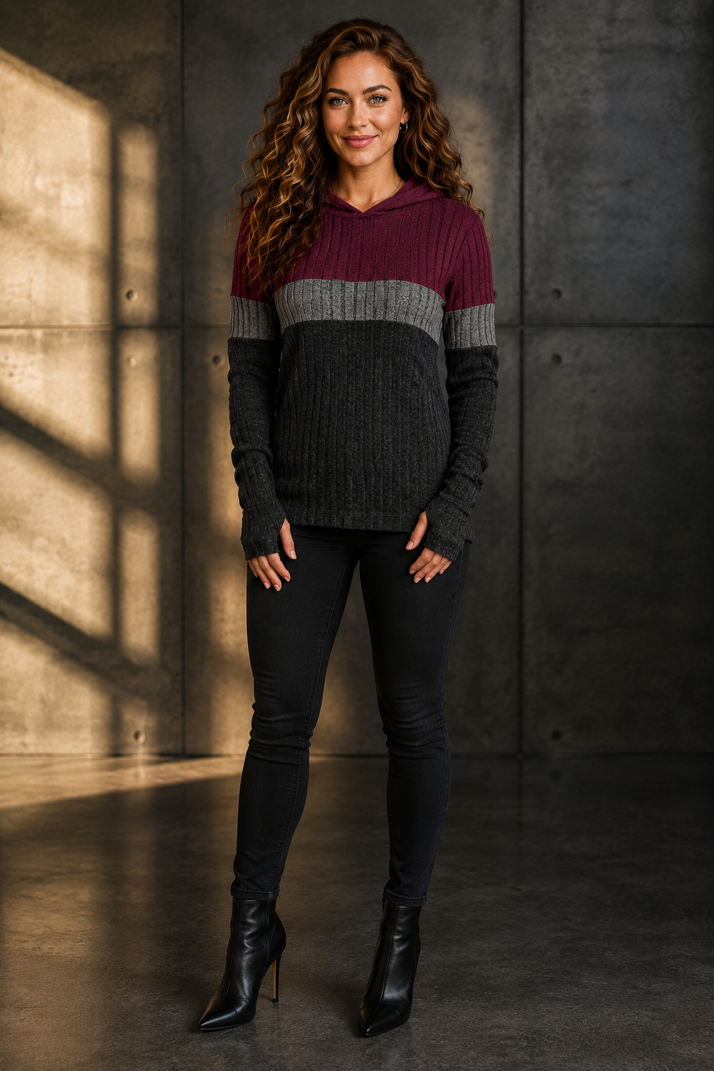 Women's Casual Color-block Hoodie