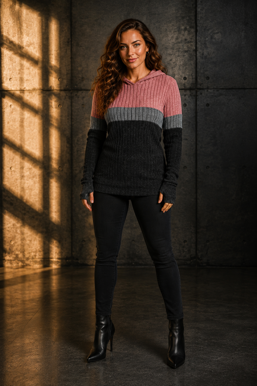 Women's Casual Color-block Hoodie