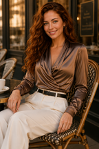 High-End Satin V-Neck Top
