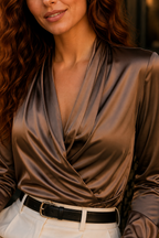 High-End Satin V-Neck Top
