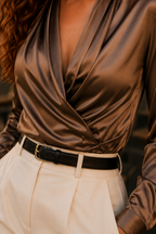 High-End Satin V-Neck Top