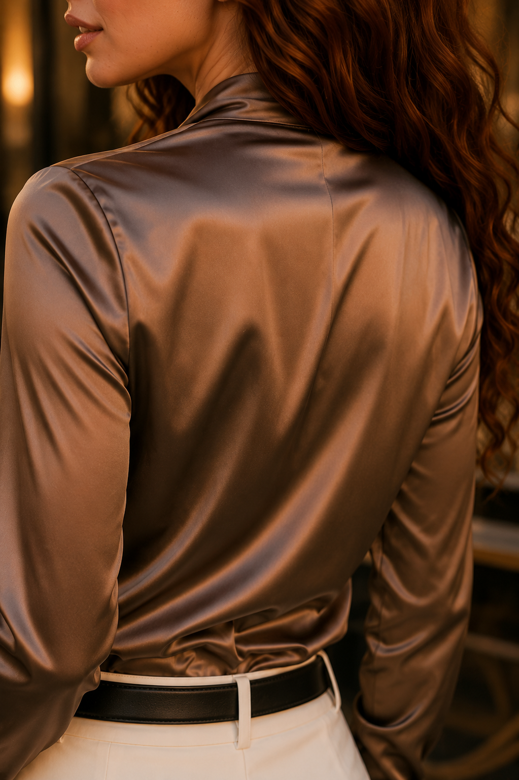 High-End Satin V-Neck Top