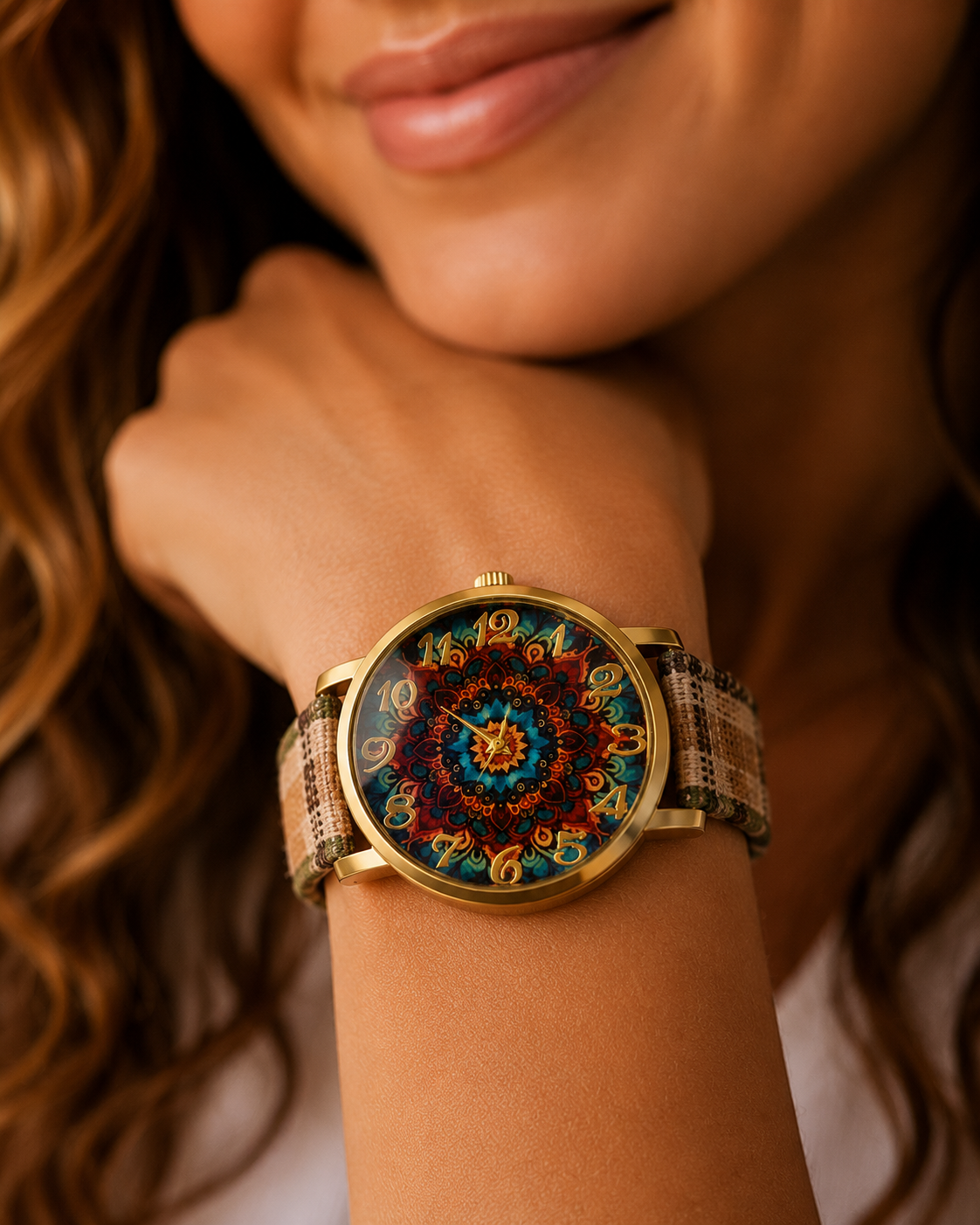 Round Floral Design Casual Quartz Watch