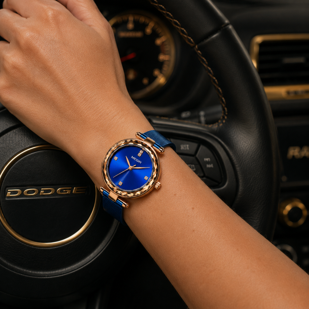 Stylish Cut-Mirror Quartz Womens Watch