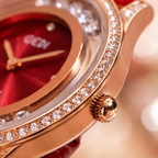 GEDI Double-Diamond Leather Belt Watch