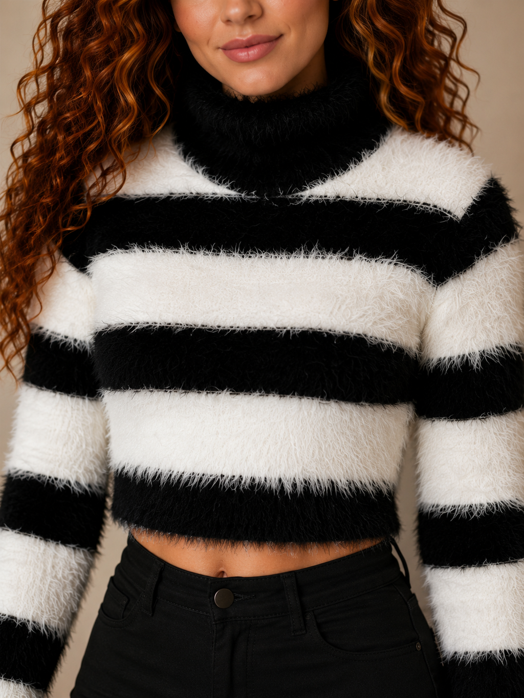 Women's Striped Turtleneck Sweater