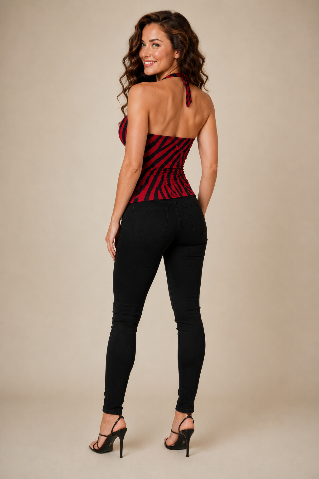 Retro Sexy Waist-Cinching Halter Top Set