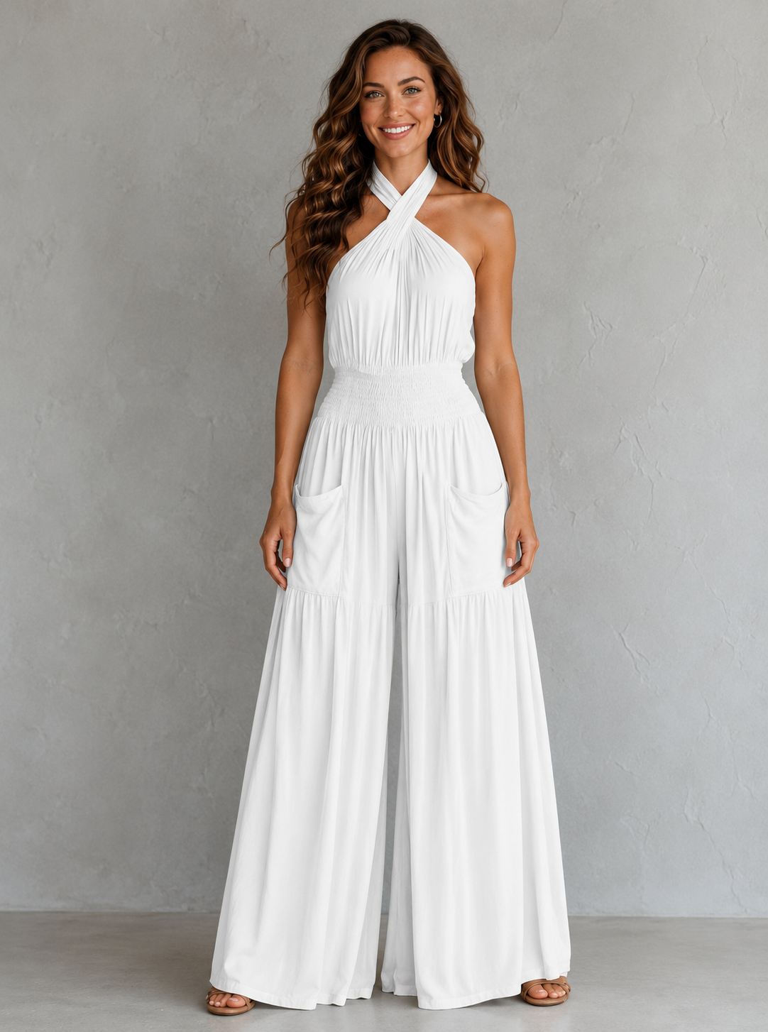 Women's Backless Wide-Leg Jumpsuit