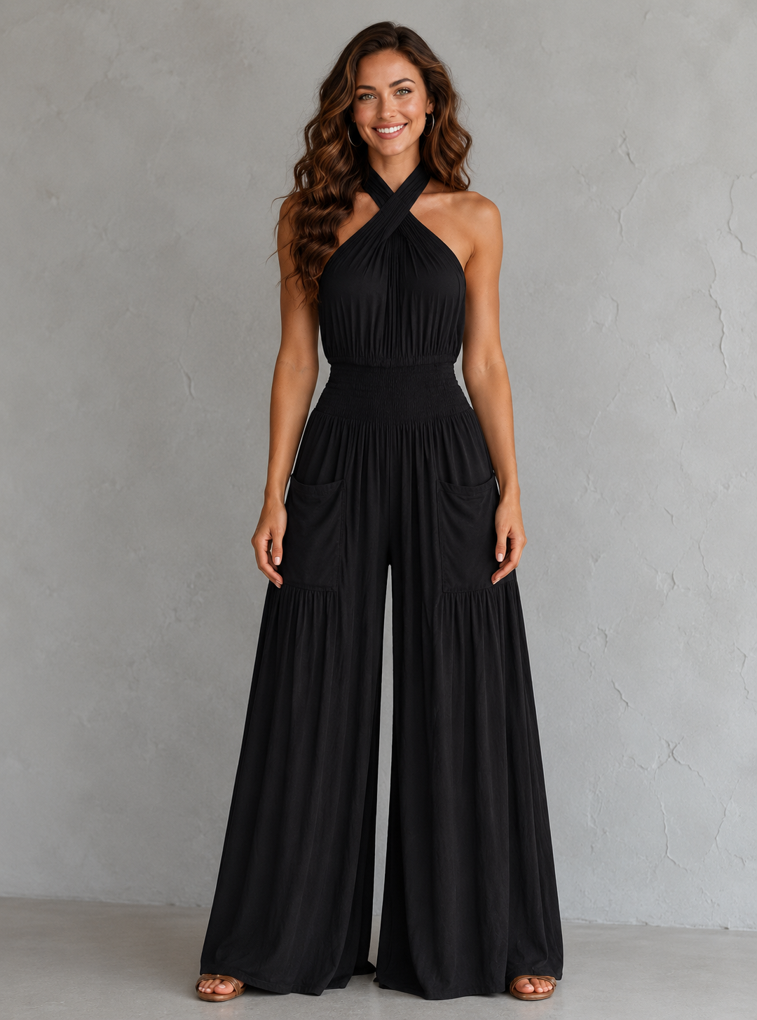 Women's Backless Wide-Leg Jumpsuit